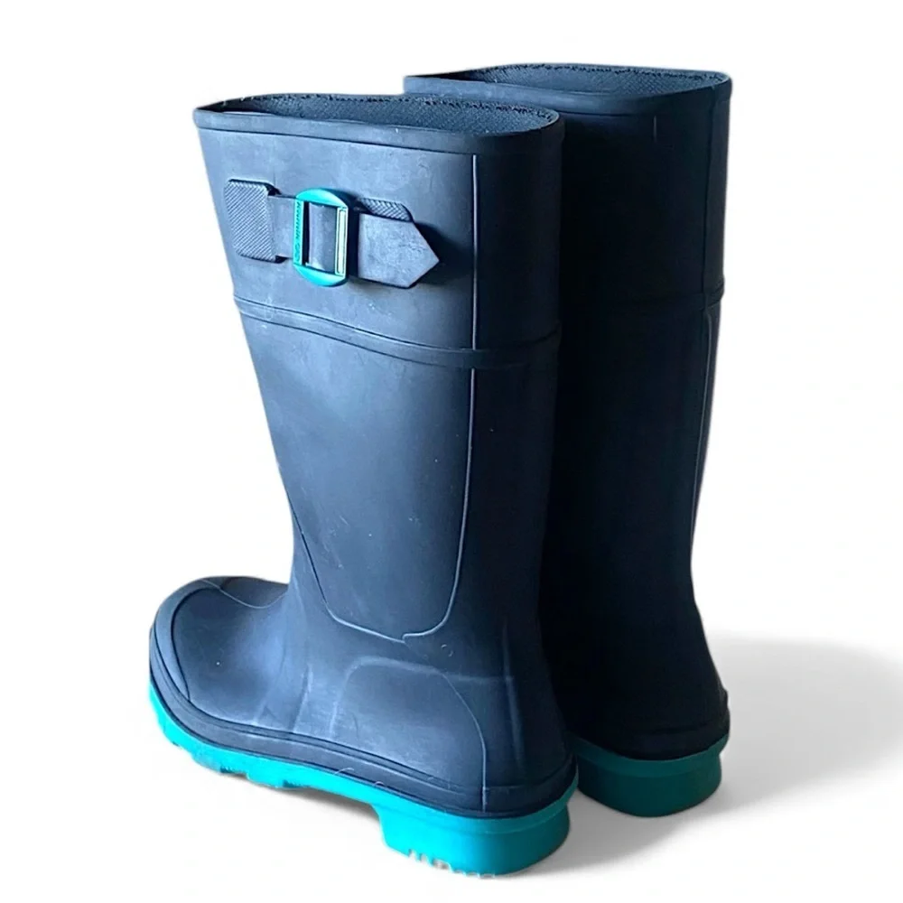 Kamik Raindrops Waterproof Rubber Rain Boots Navy/Teal Kids Size 2 Kidscore